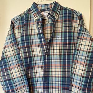 Southern Tide, Classic Fit, Men’s Medium, Color: Blue Coral Plaid